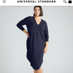 Universal Standard Geneva Dress XL Midnight Blue Long Sleeve V-Neck